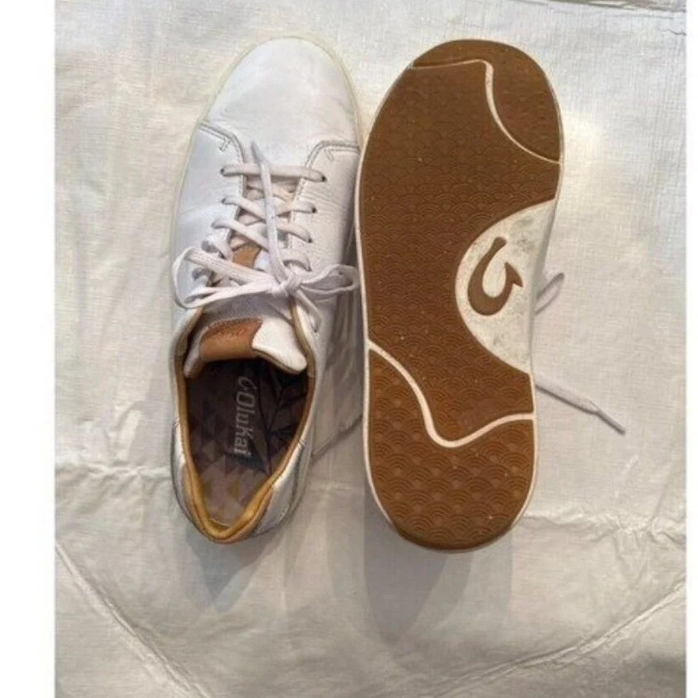 Olukai Lae'Ahi Li 'ILi Leather Lace-Up Convertible Sneaker White Size 9 Mens‎